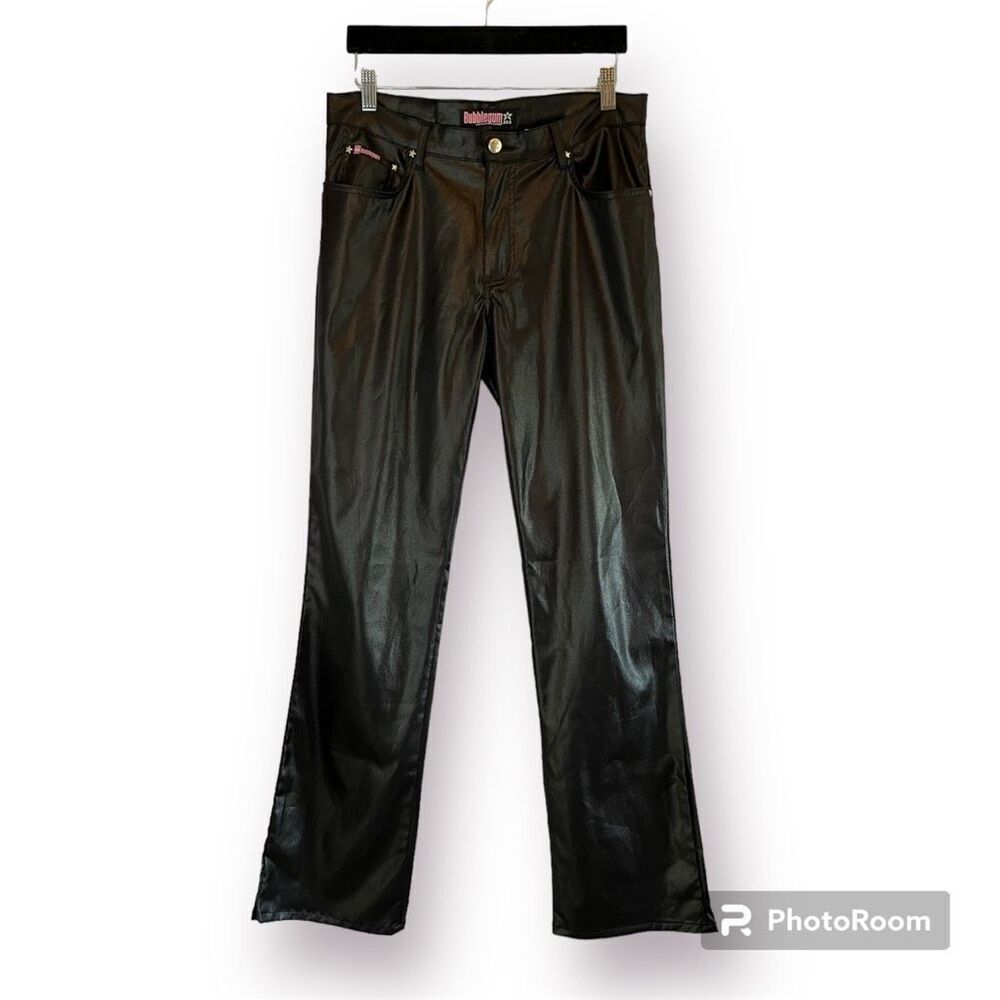 Vintage Bubblegum black satin Y2K bootcut low rise jeans